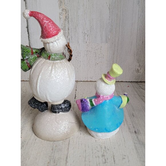 Snowman glitter set top hat mistletoe xmas figure decor snow unique - Picture 6 of 8
